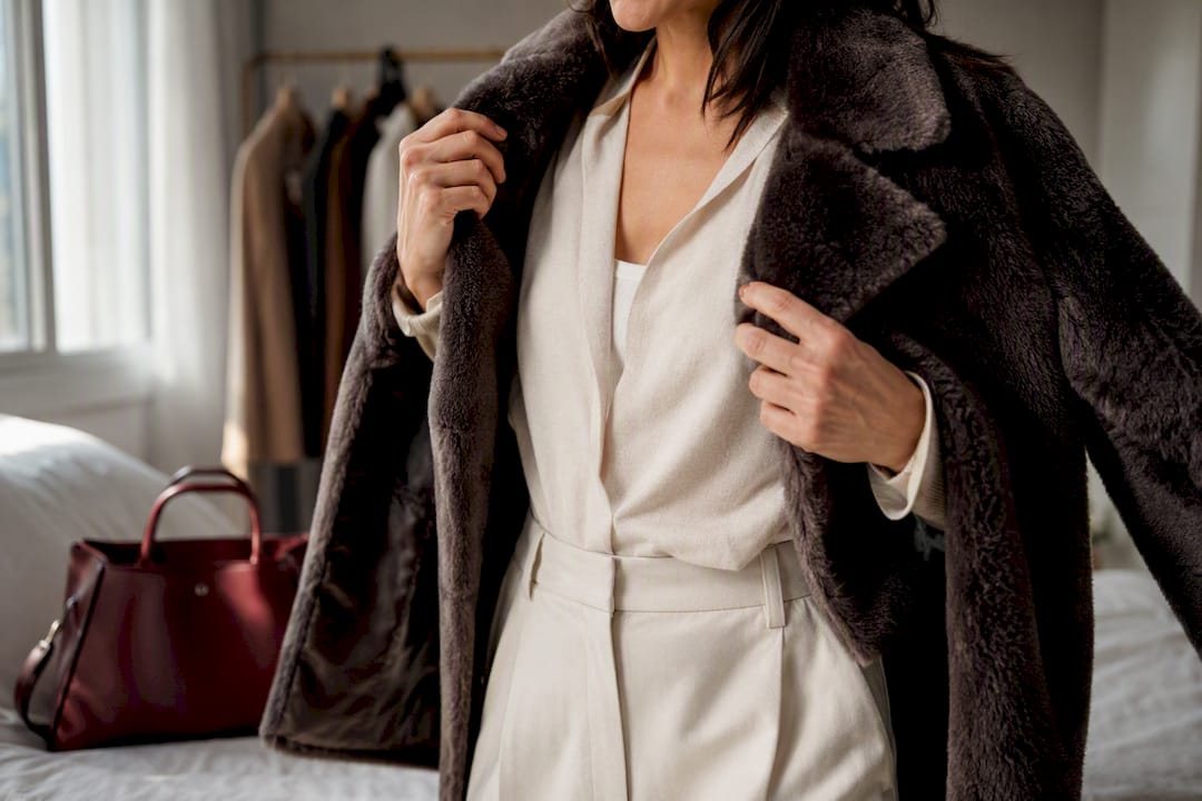 Mujer sumando una prenda extra a su outfit