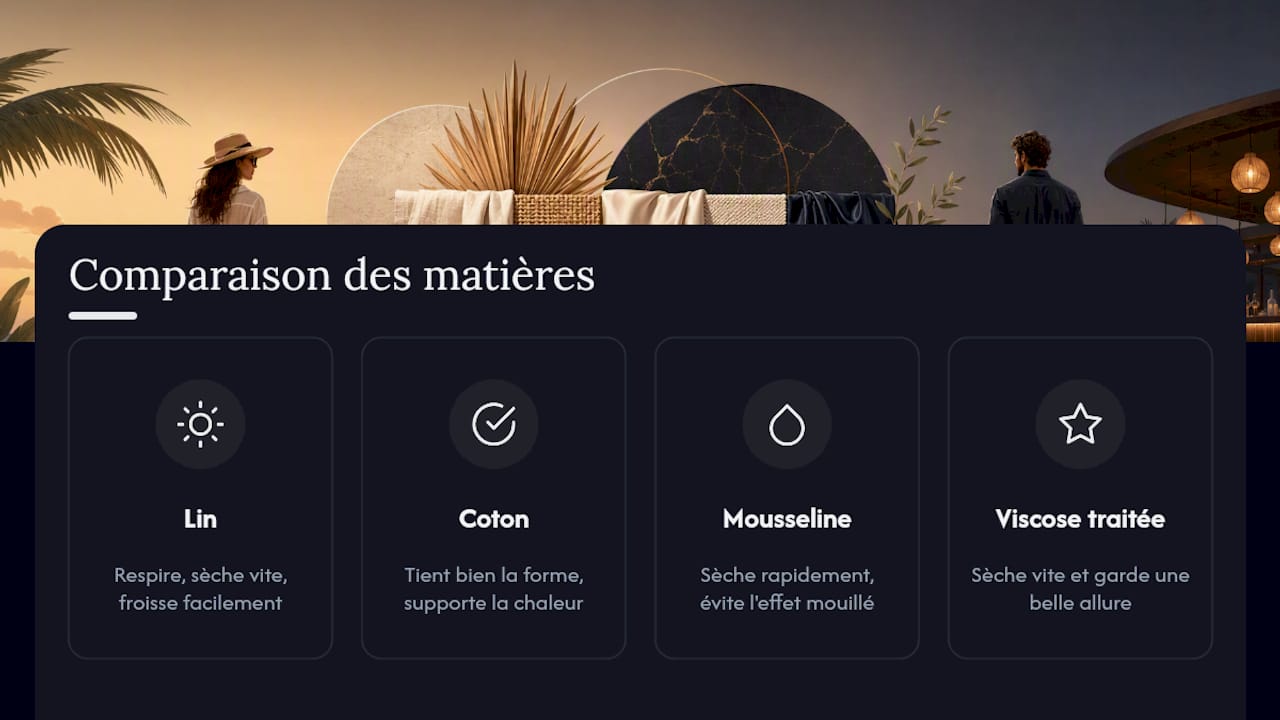 Comparaison des matières pour la plage