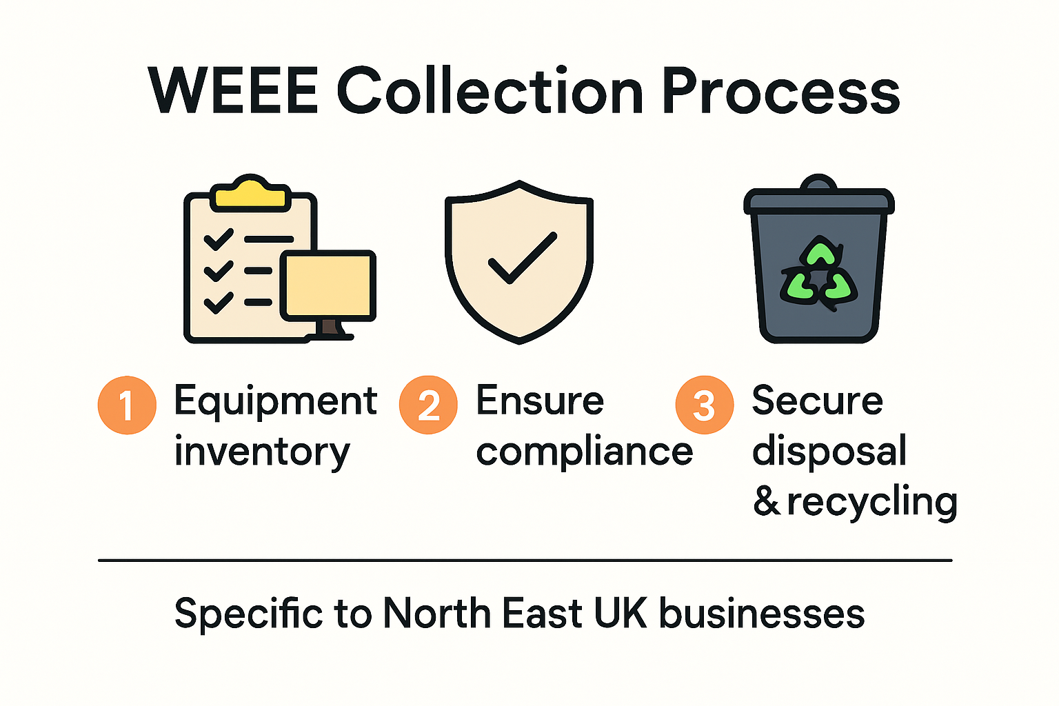 Infographic explaining WEEE collection process for North East businesses