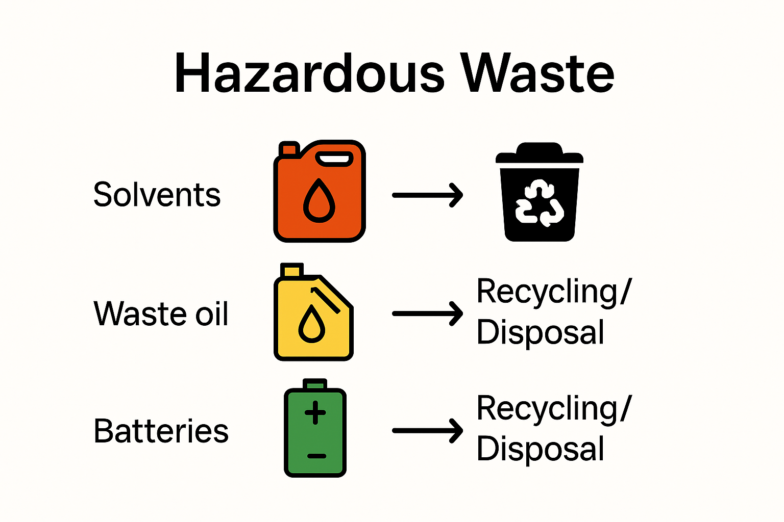 Types of hazardous waste and recycling routes