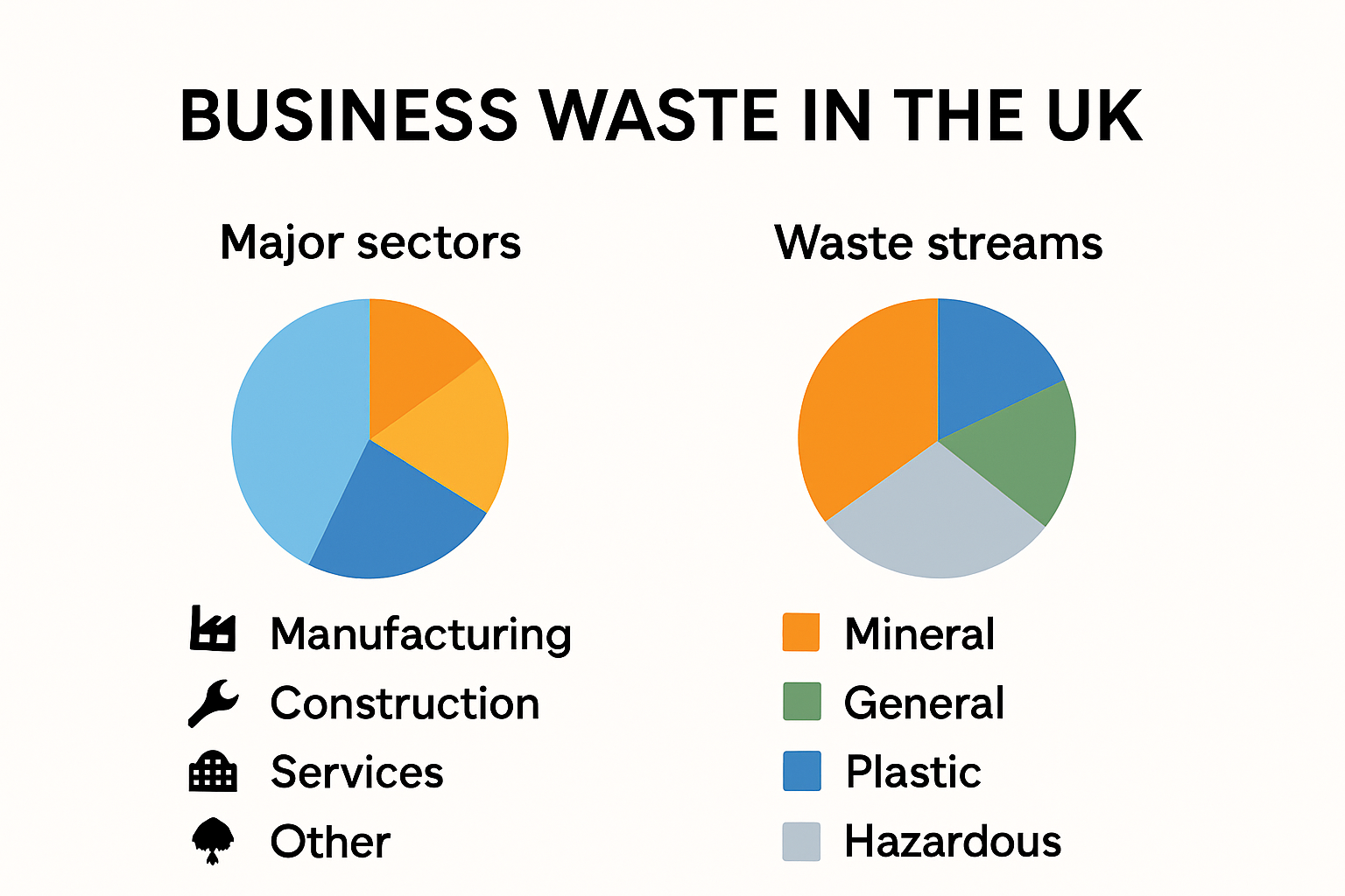 UK business waste breakdown by sector and stream