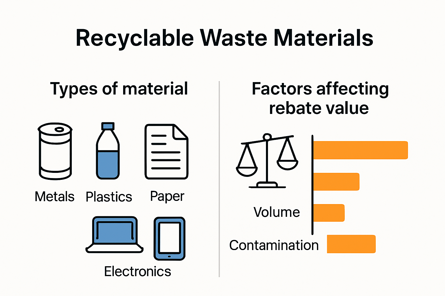 Infographic outlining waste types and rebate factors