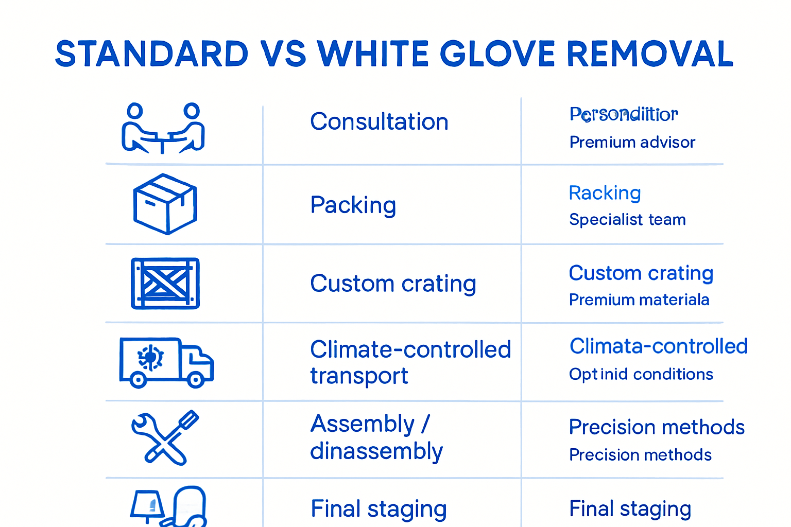 Infographic comparing standard moving versus white glove removal