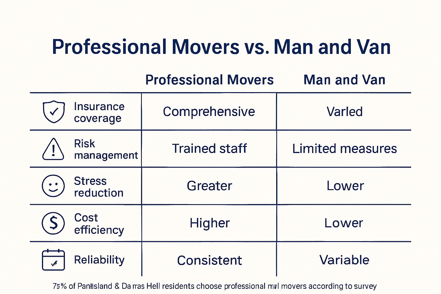 Comparison infographic: professional removals vs man and van services