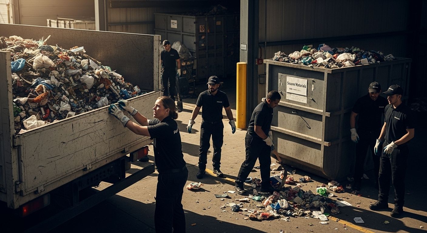 messy waste transport truck cleanup