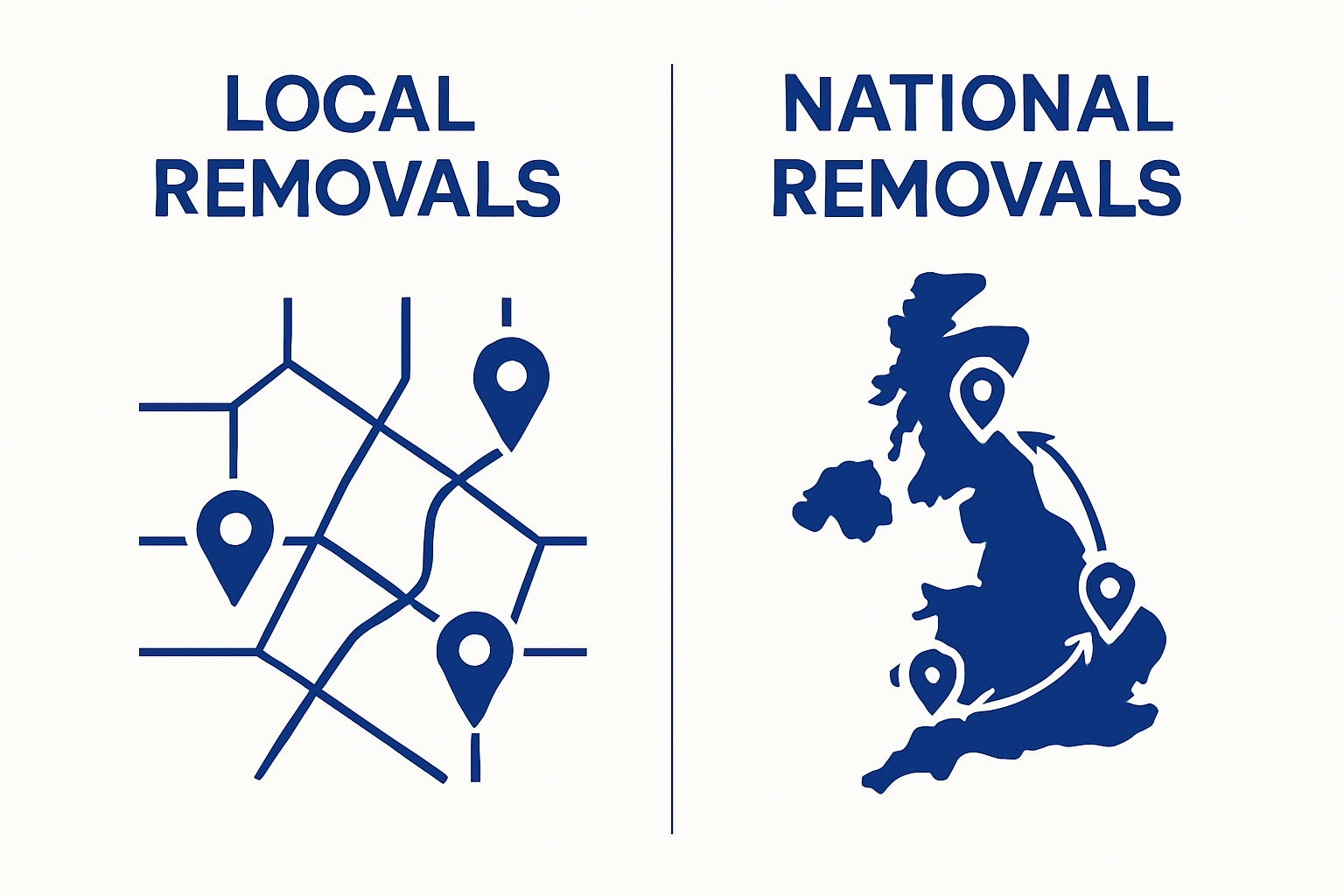 Infographic comparing local and national removals with two map sections.