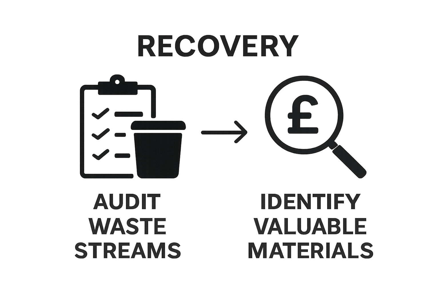 Workflow: audit waste streams, identify valuable recyclables