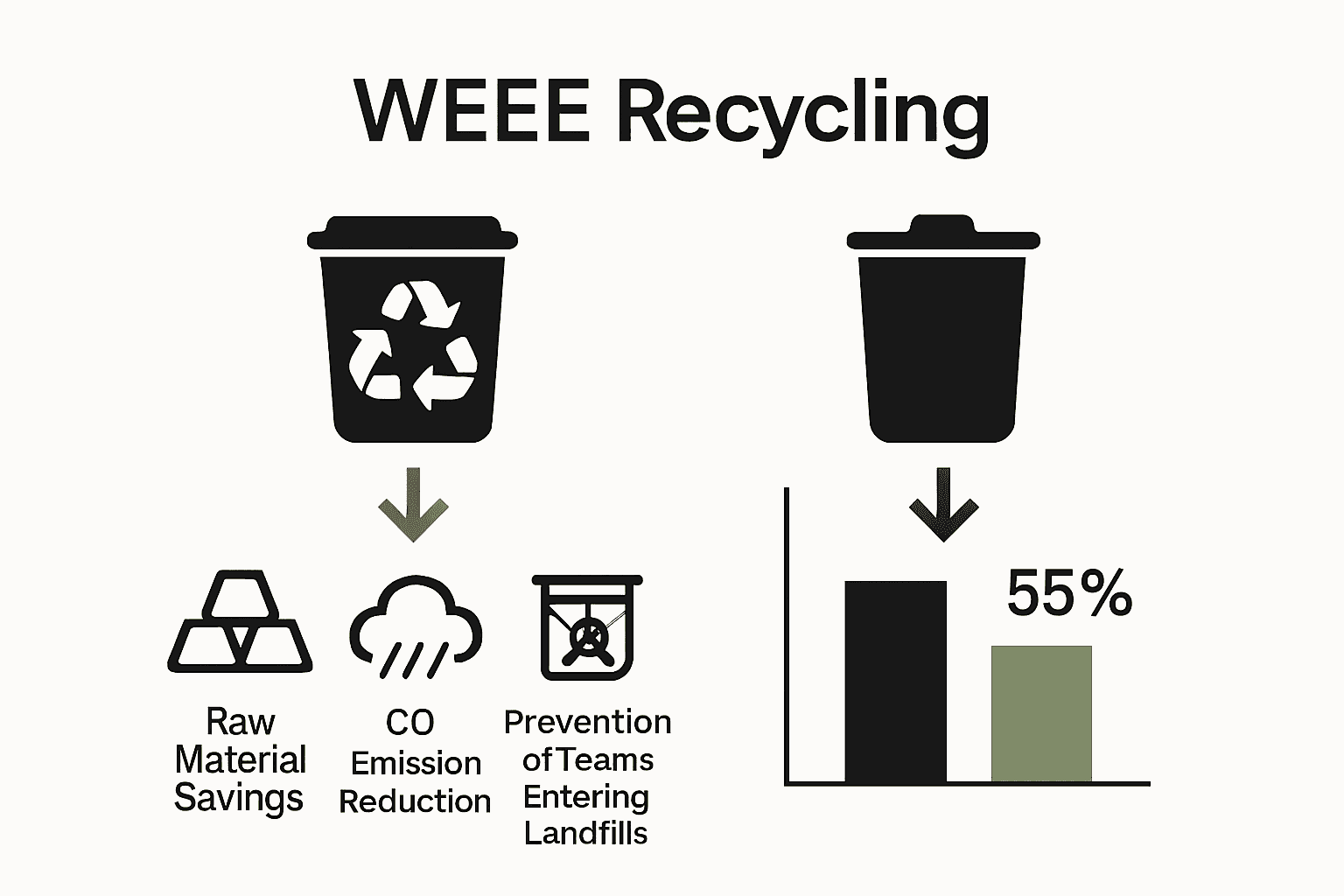 Infographic comparing environmental benefits of responsible WEEE recycling versus improper disposal.