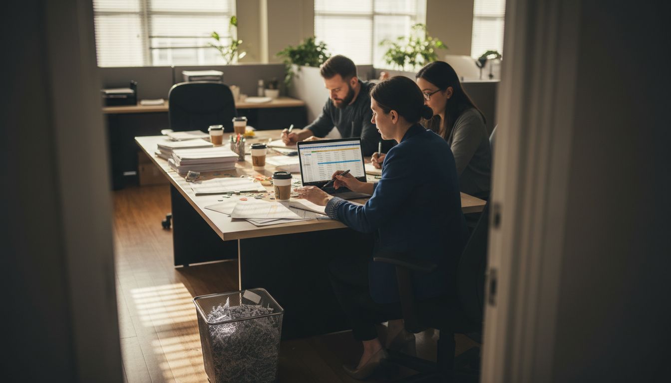 Finance team analyzing relocation costs