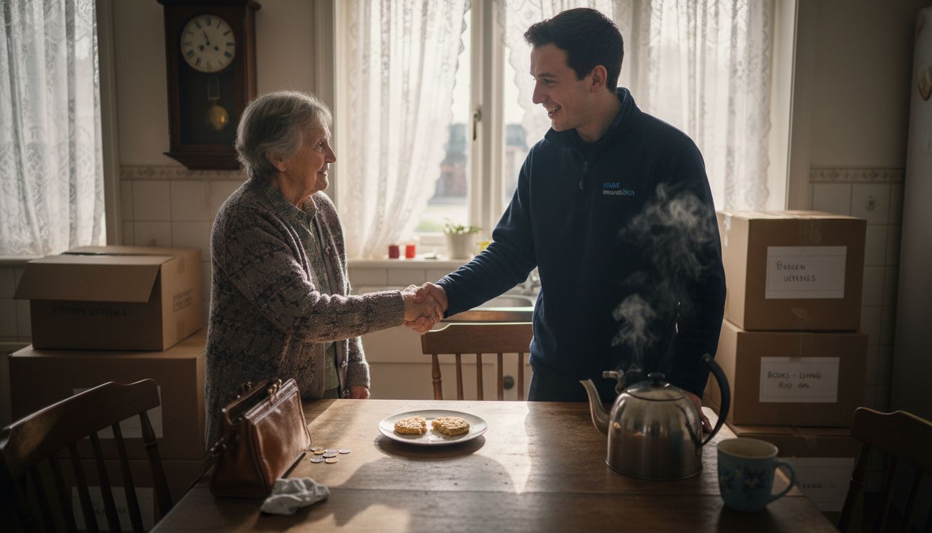 Mover and customer sharing personal moment