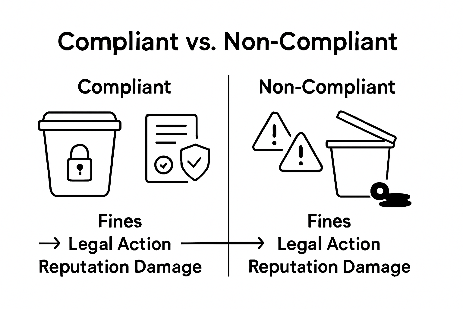 Infographic: comparing compliant vs. risky waste handling