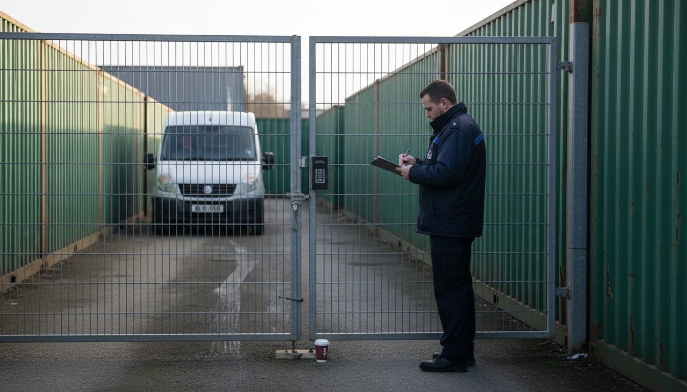 Security guard at Darlington storage facility