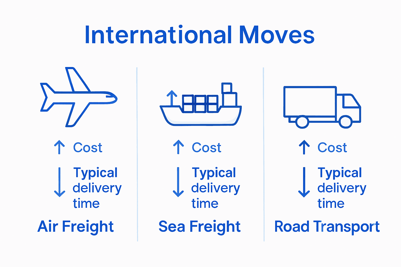 Infographic comparing international shipping methods