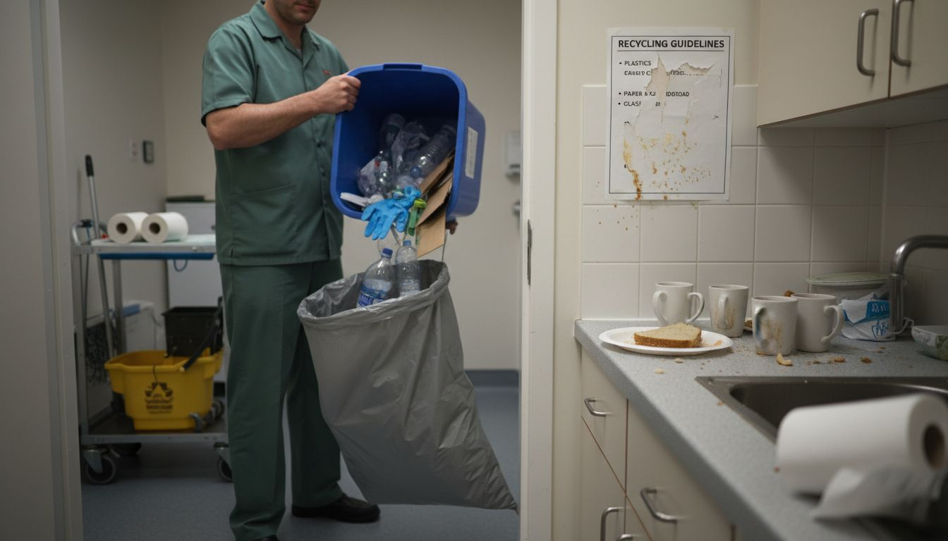 Janitor finds medical waste in recycling bin
