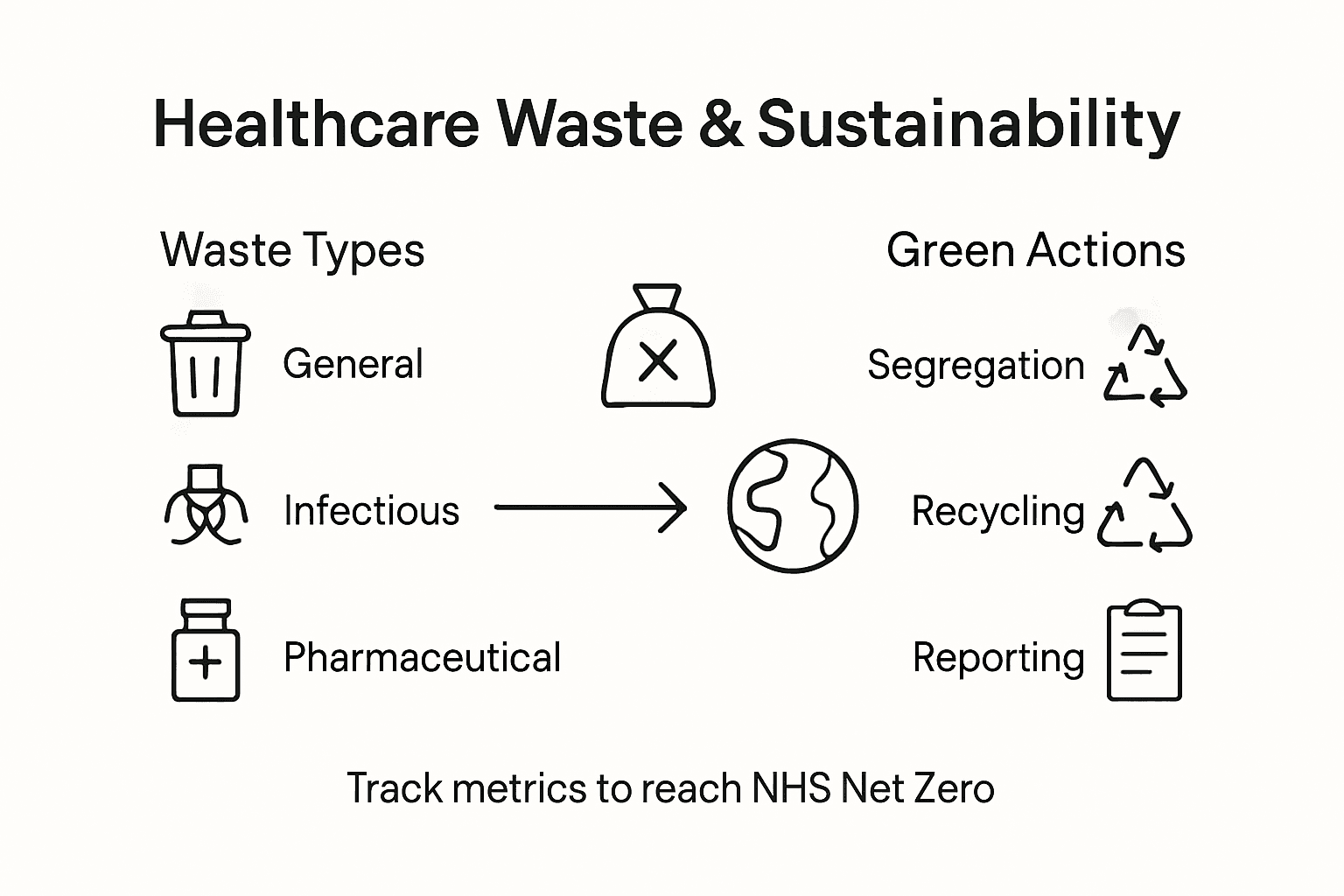 Infographic showing healthcare waste and sustainability
