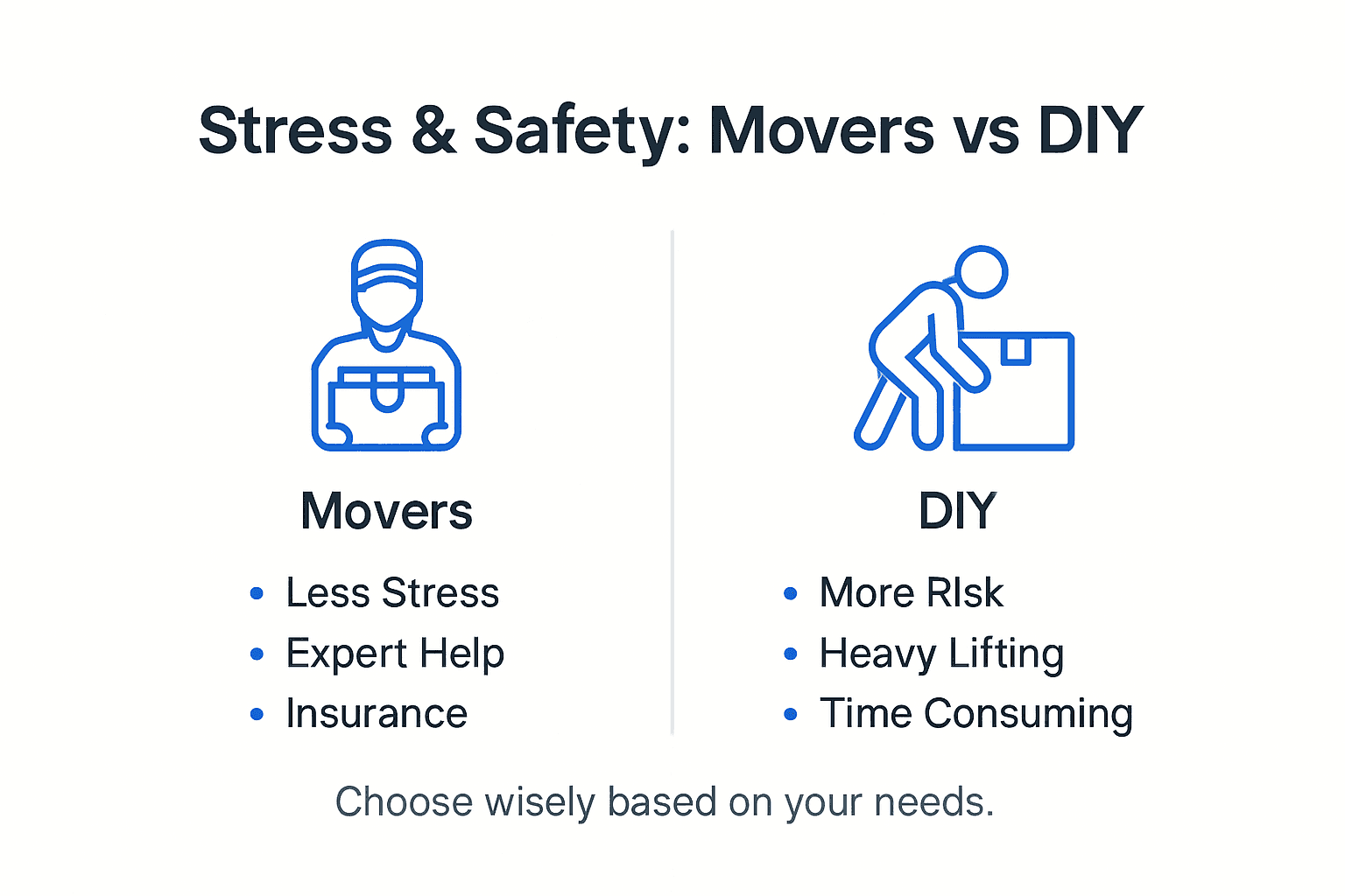 Infographic showing movers vs DIY stress and safety