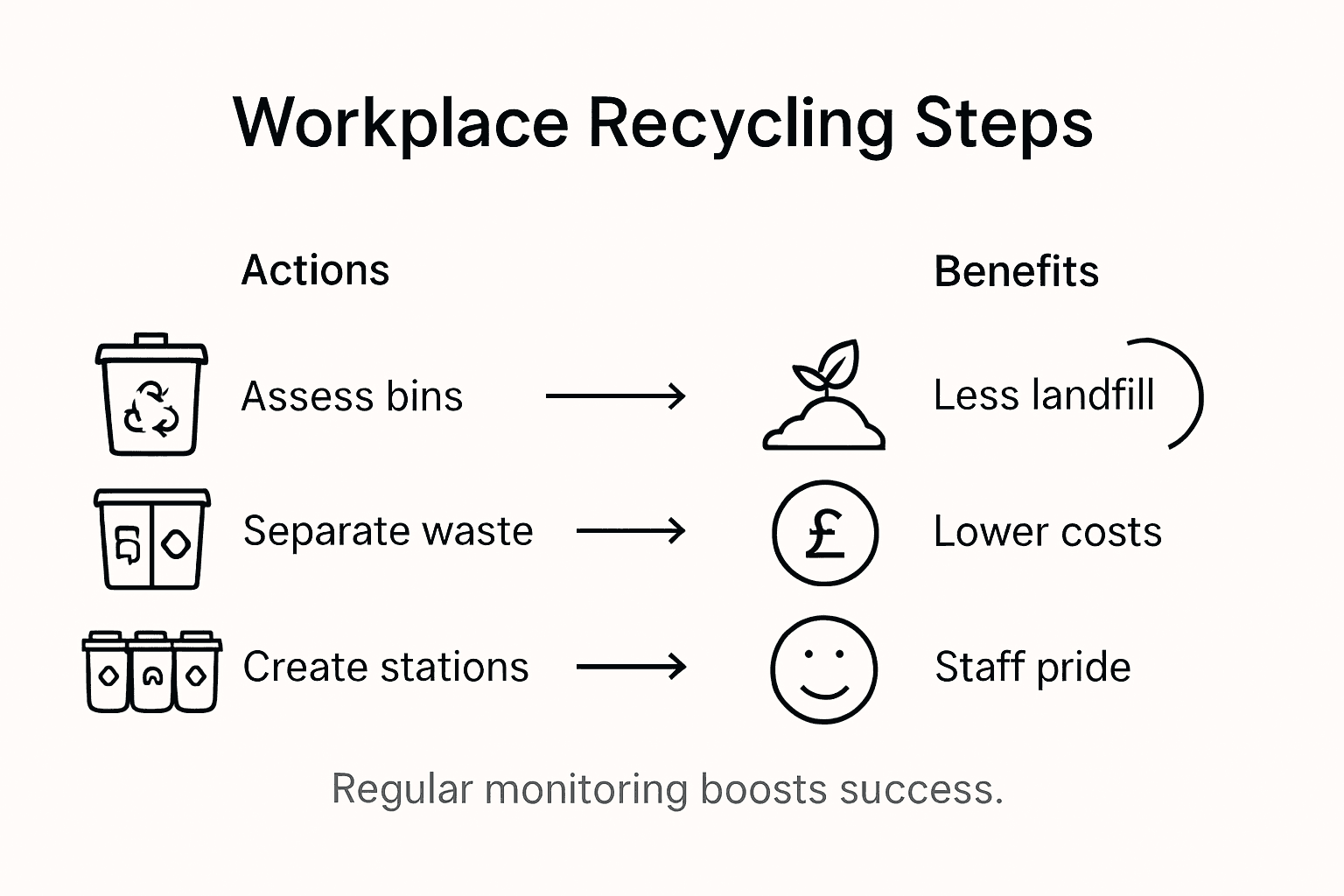 Infographic showing workplace recycling process