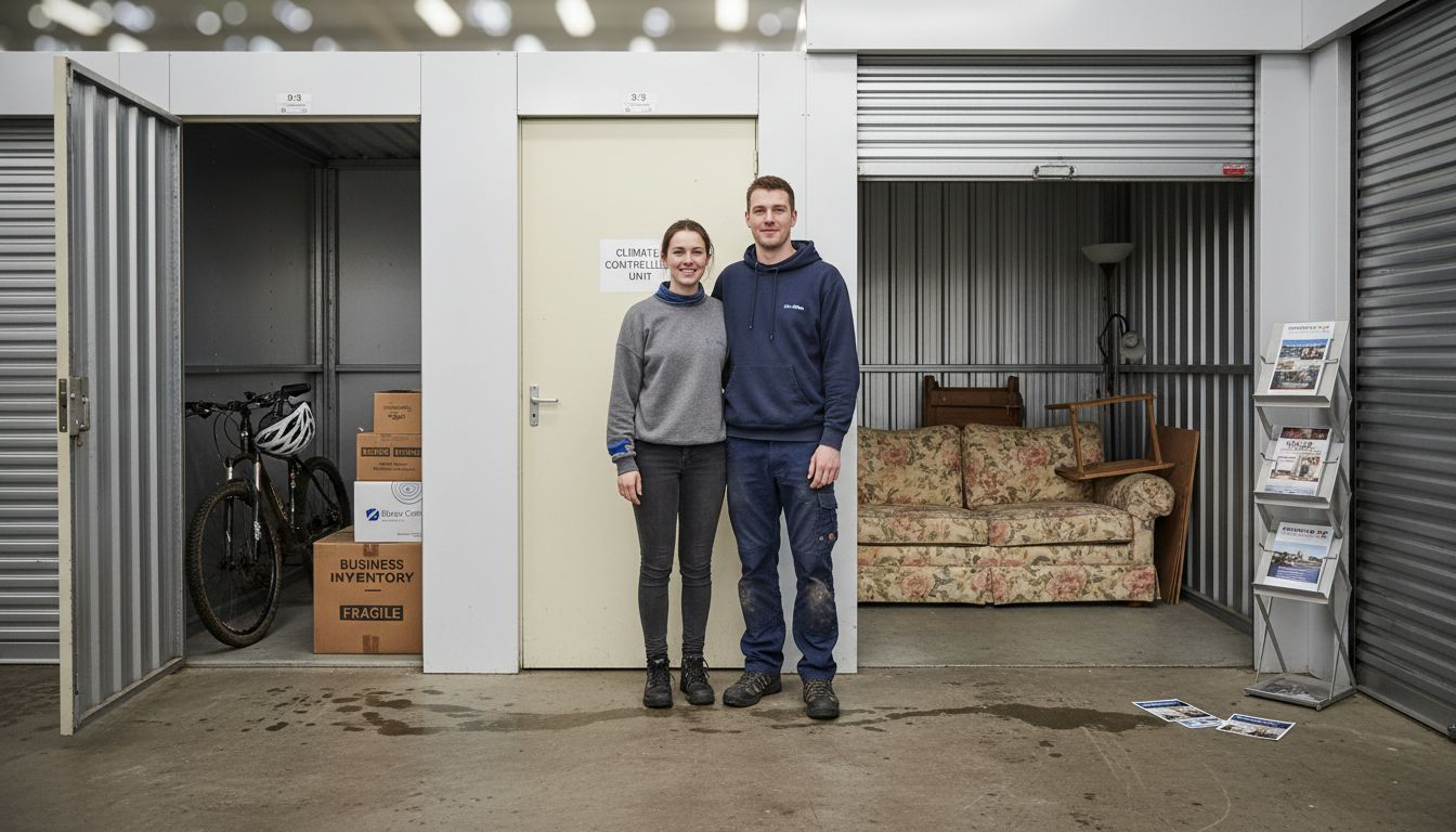 Couple reviewing different storage unit types