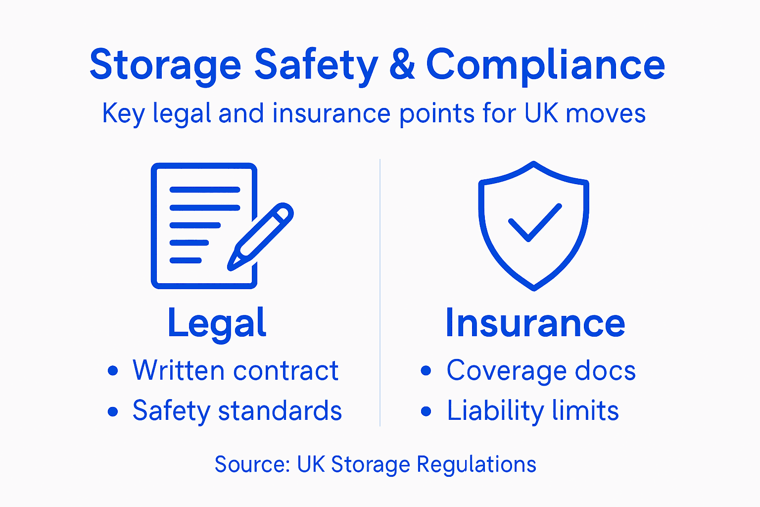 Infographic outlining legal and insurance storage requirements