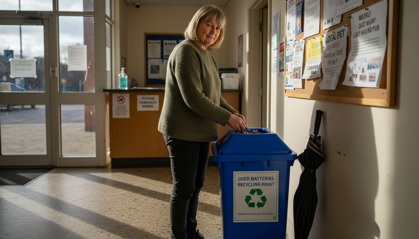 Person disposing batteries at UK council office