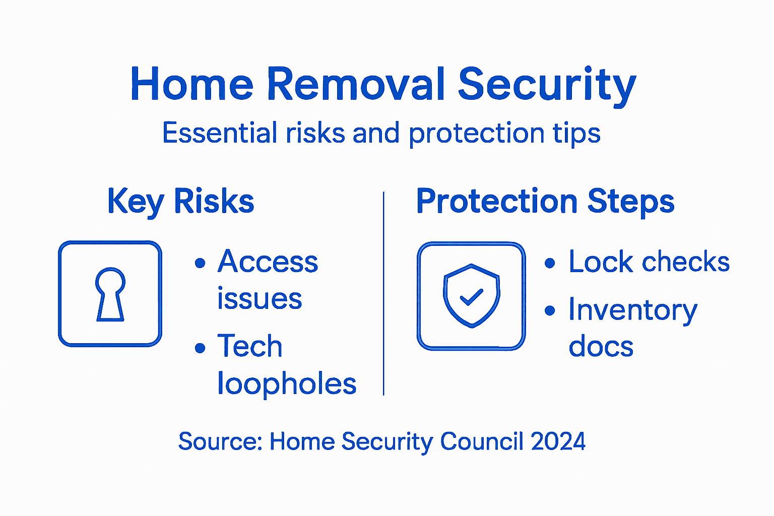 Infographic showing risks and protection for security during removals