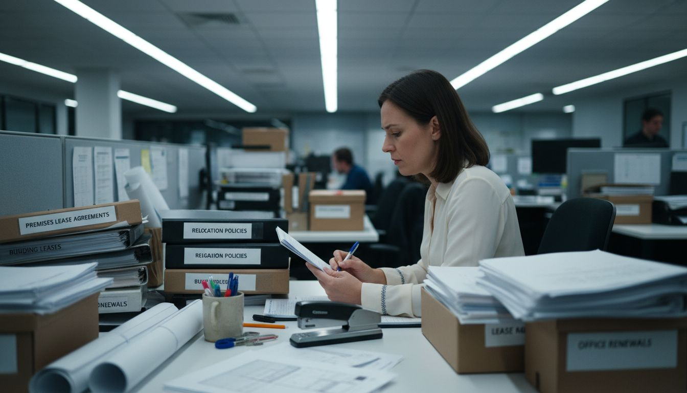 Administrator verifying relocation legal documents