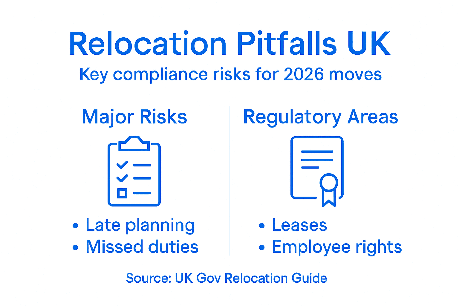 Infographic listing UK relocation pitfalls and risks
