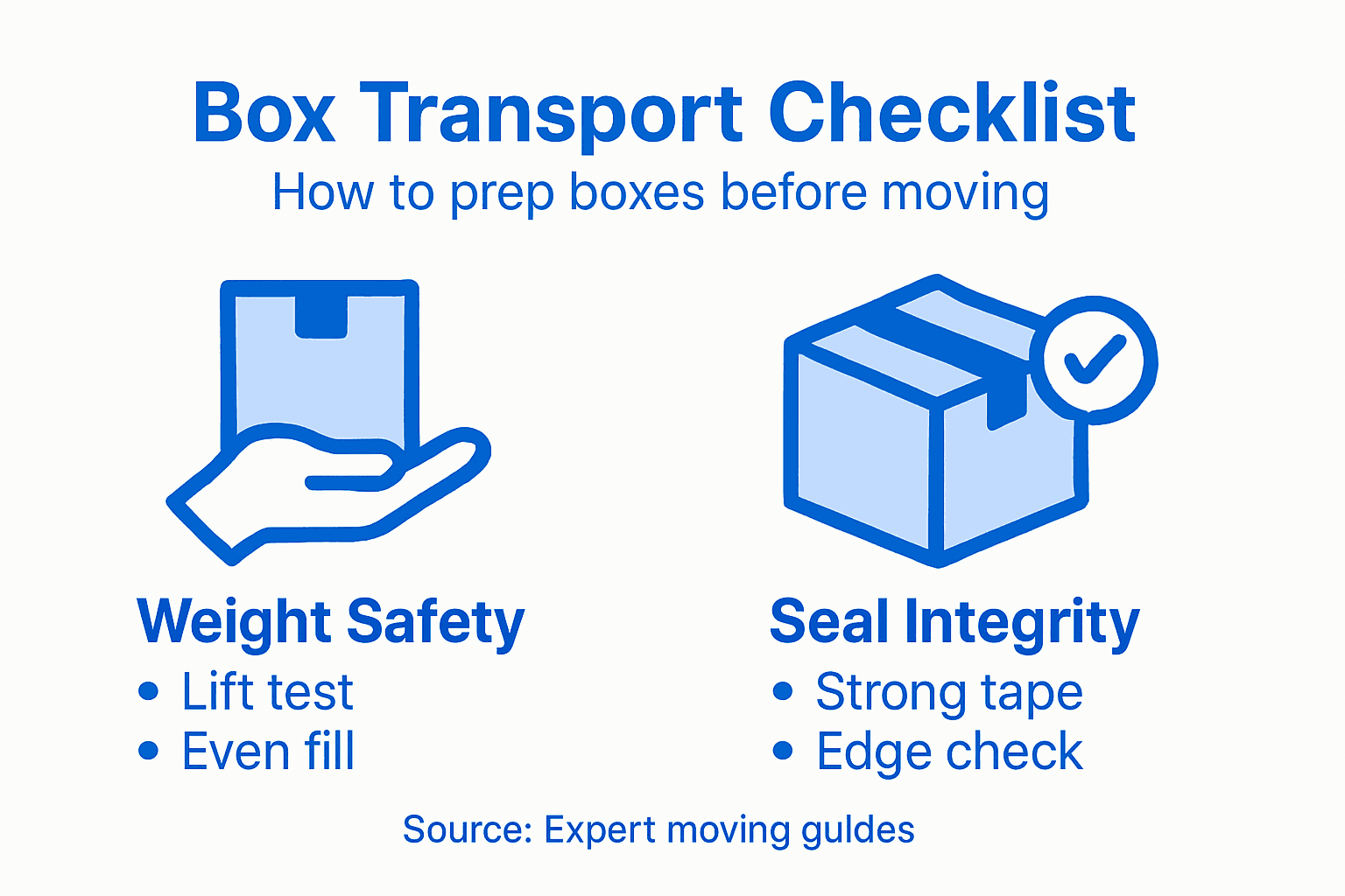 Infographic for checking packed box readiness