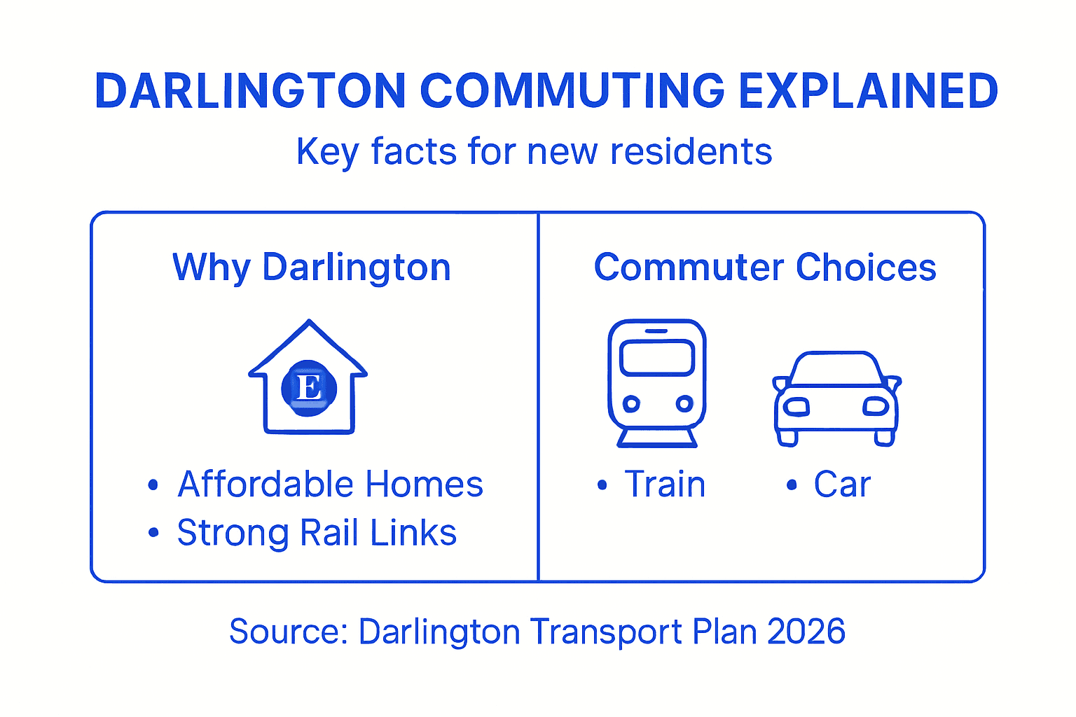 Infographic overview of Darlington commuting essentials