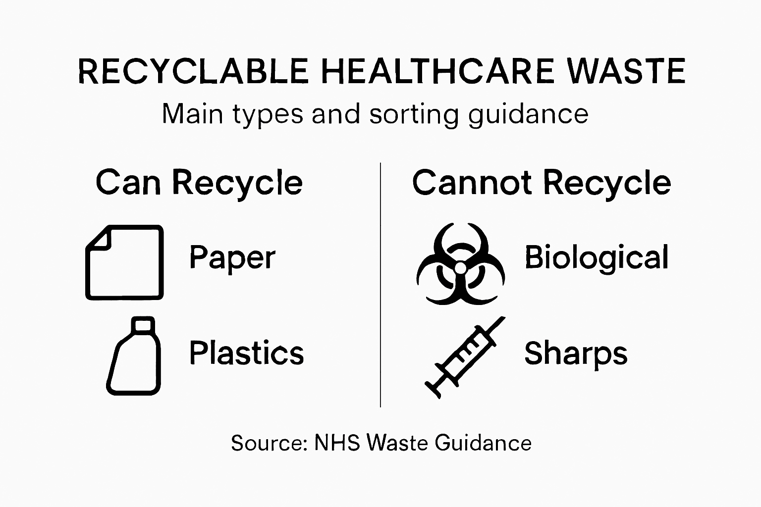 Infographic with recyclable and non-recyclable healthcare waste