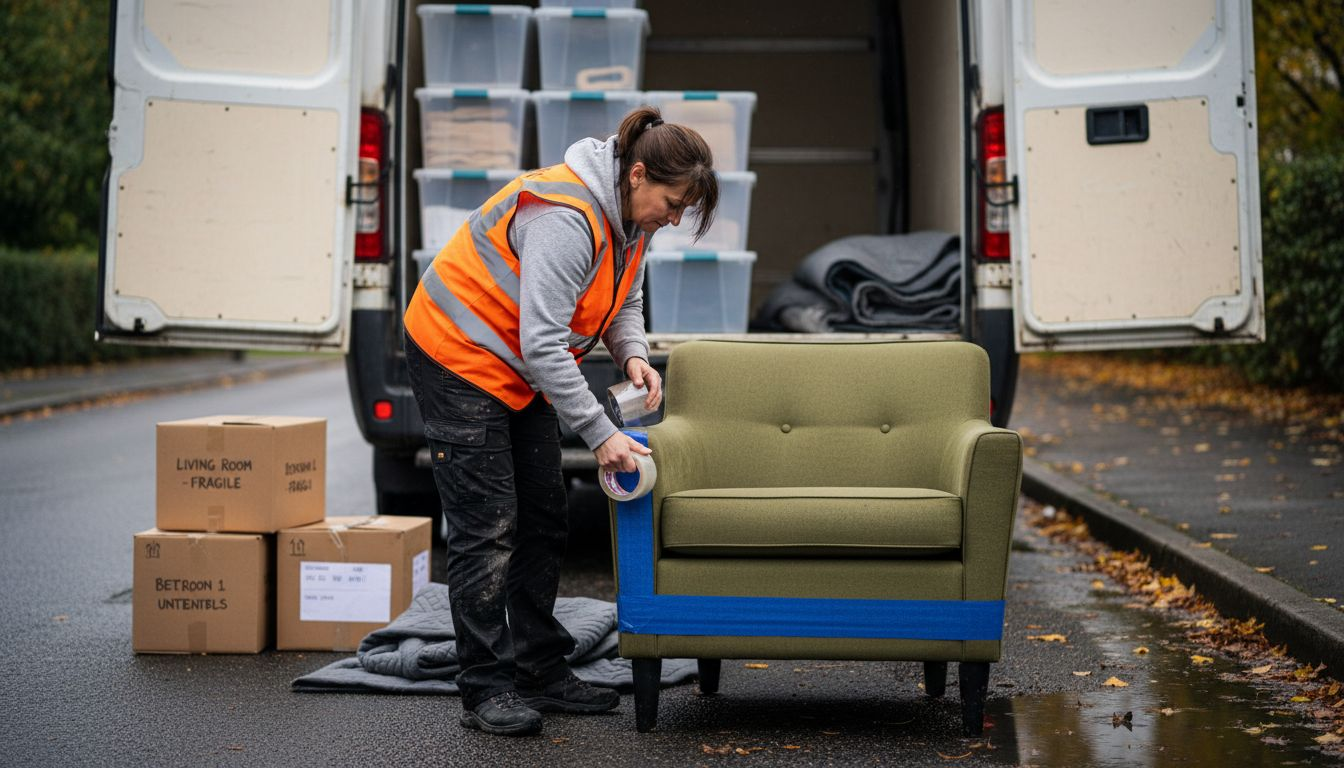 Mover sealing armchair with vapor barrier tape