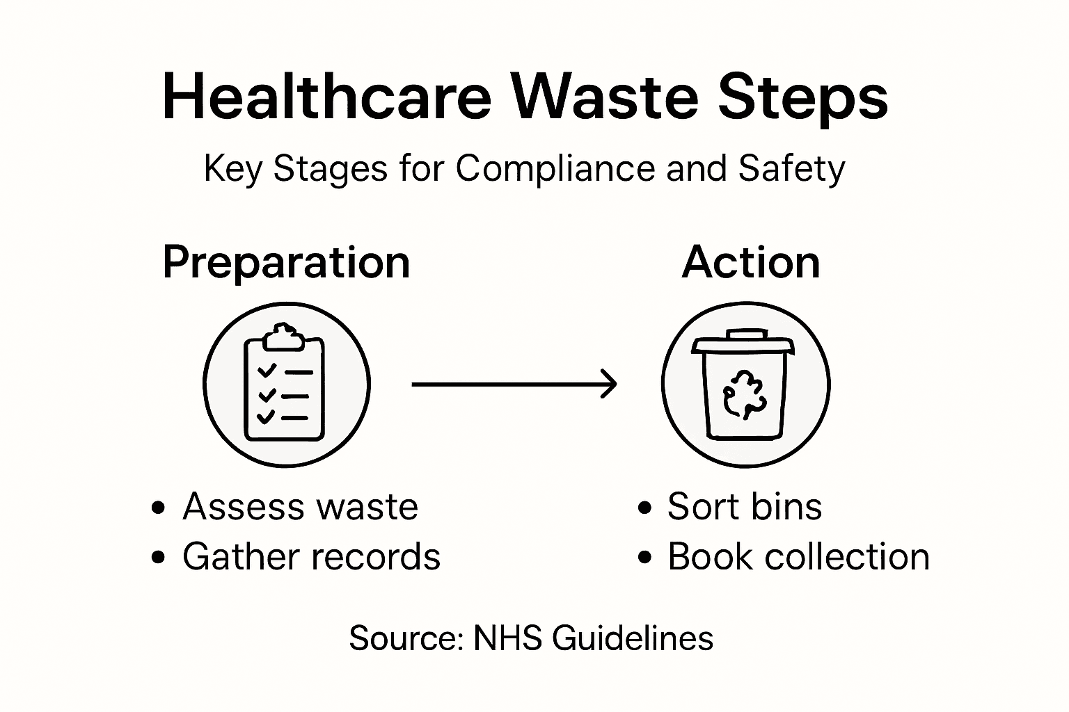 Infographic steps for healthcare waste management