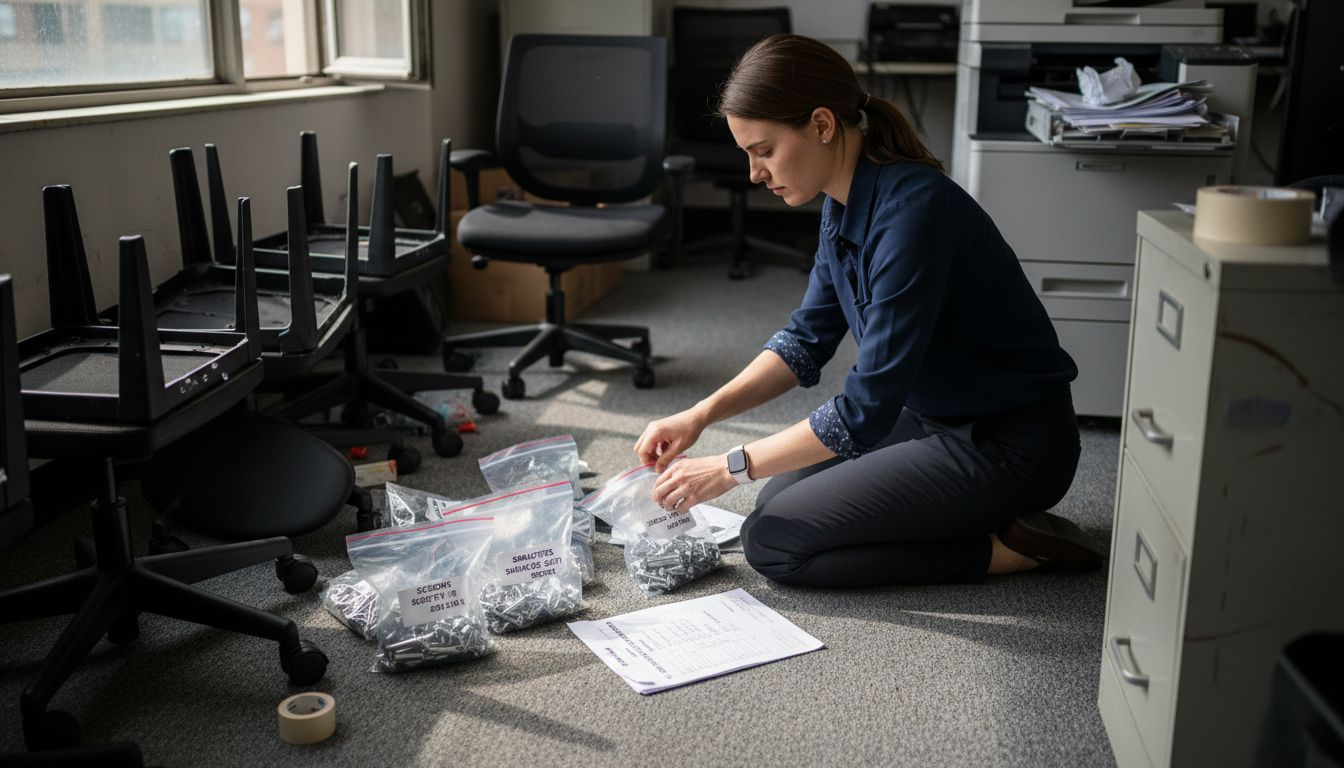 Sorting labeled furniture hardware bags