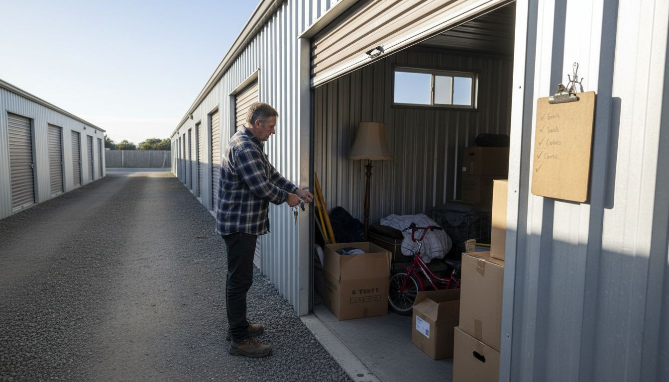 Man accessing UK self-storage unit