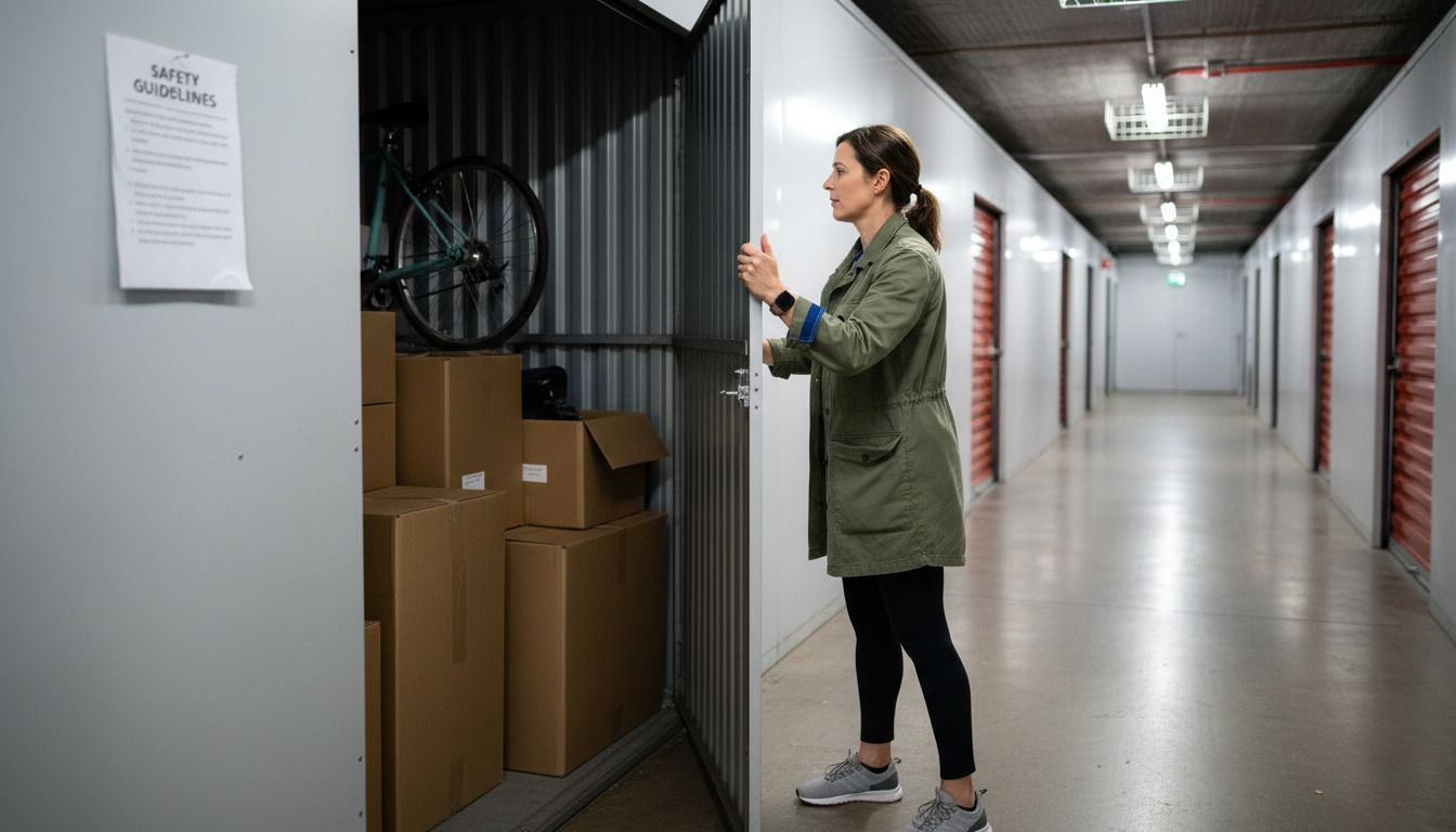 Woman opens self-storage unit in warehouse