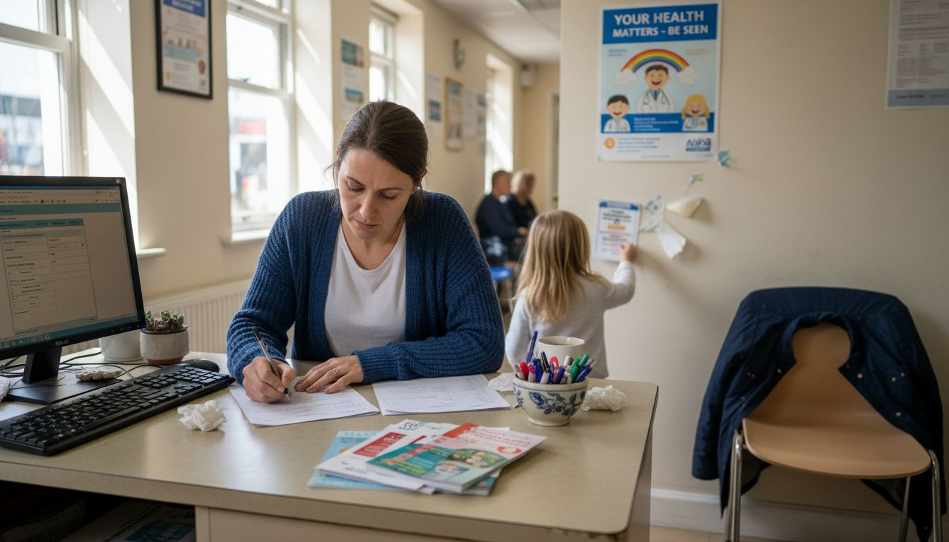 Mother registers child at UK GP surgery