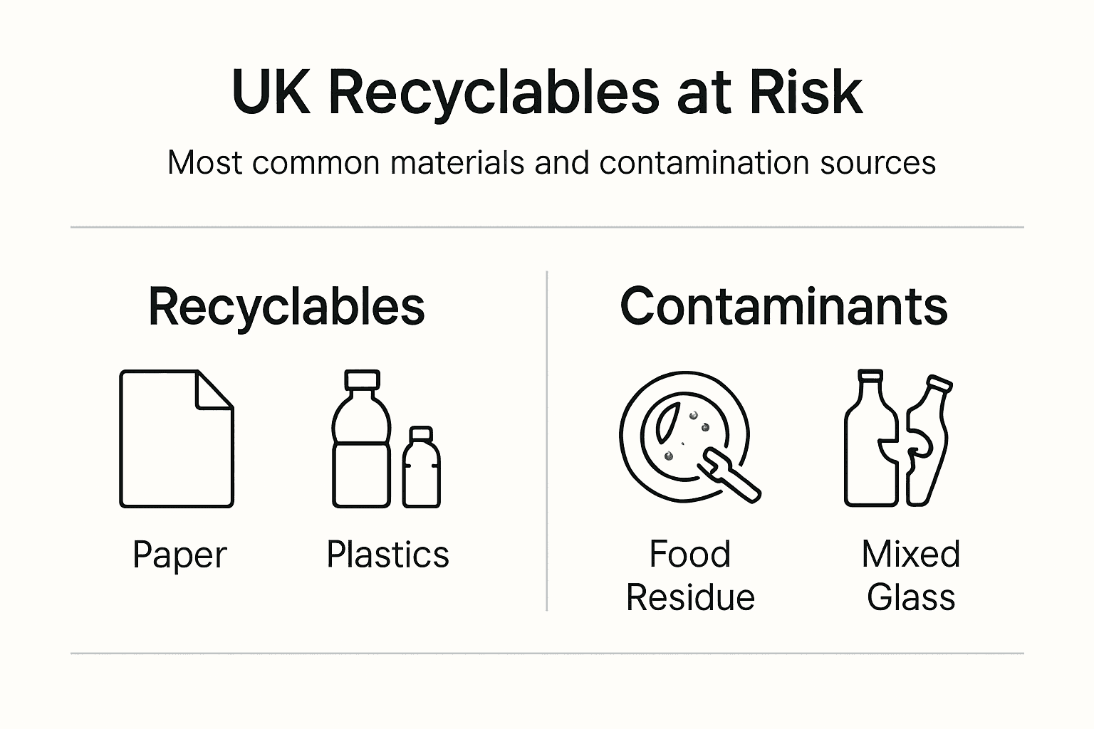 Infographic showing UK recyclable materials with contamination risks