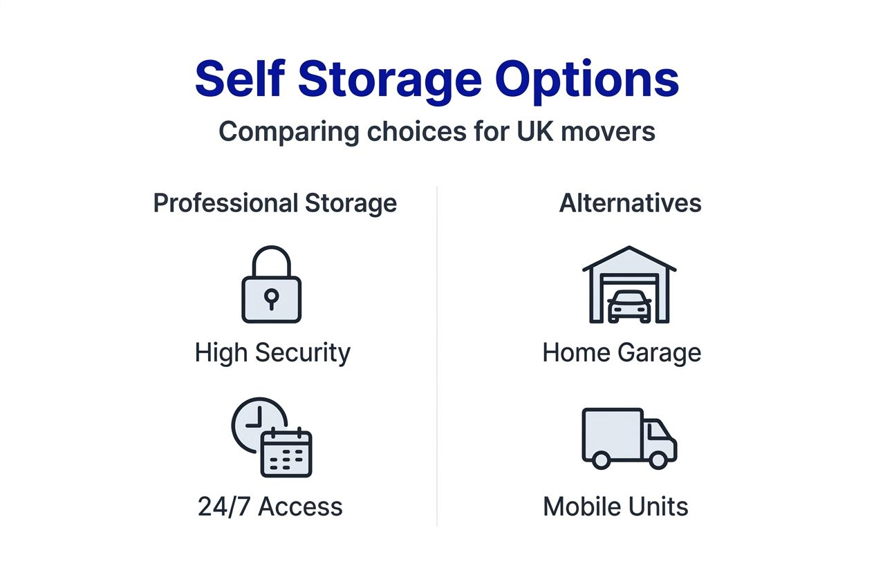 Infographic comparing storage solutions for UK movers