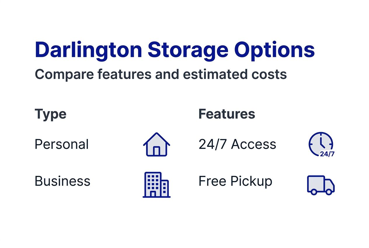 Infographic comparing Darlington storage features and costs