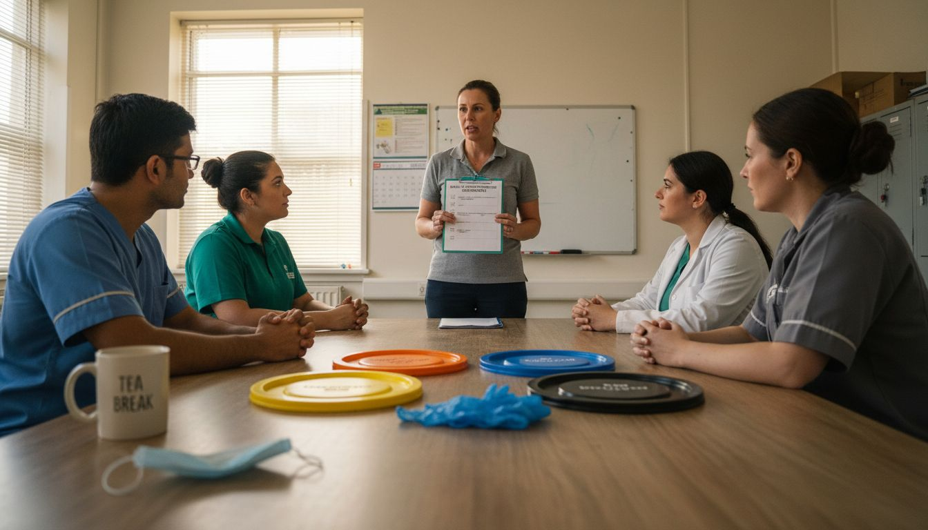 Staff briefing on hospital waste protocols