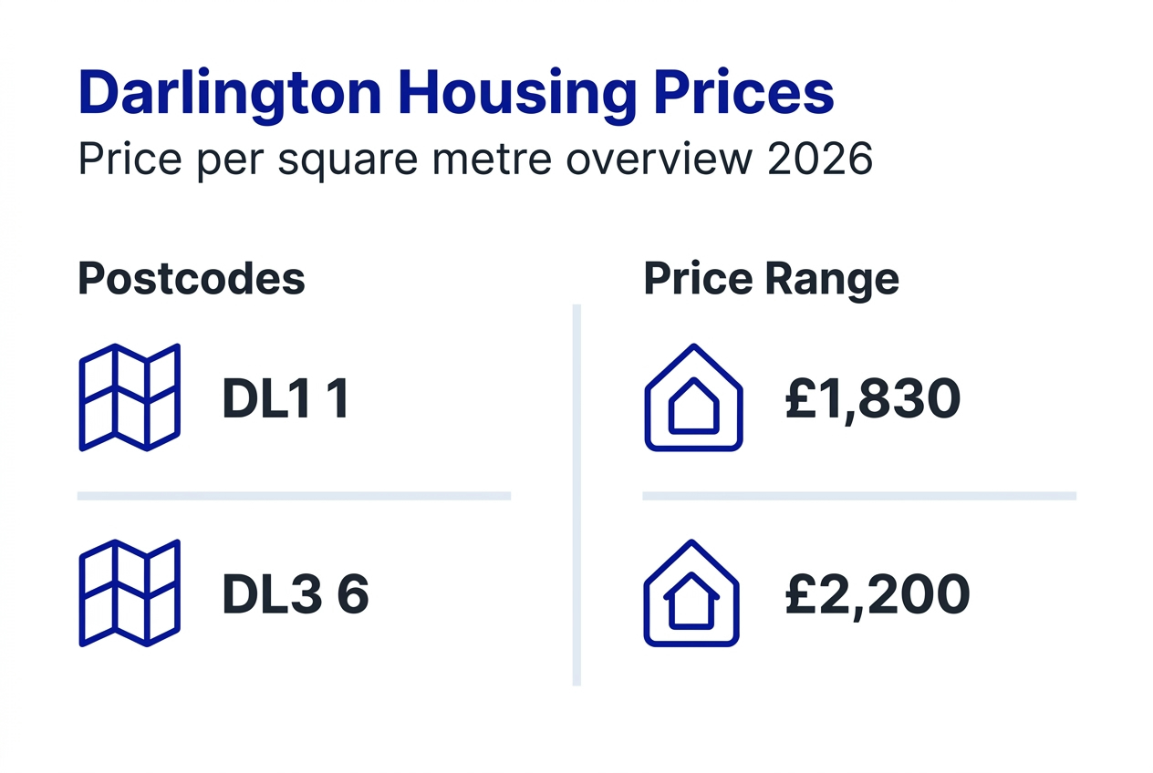 Infographic showing Darlington price per square metre