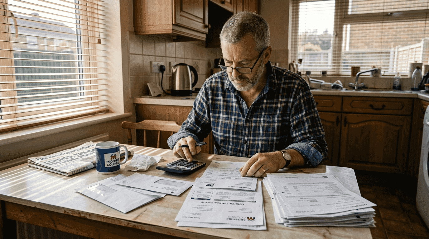 Man sorting Darlington council tax papers
