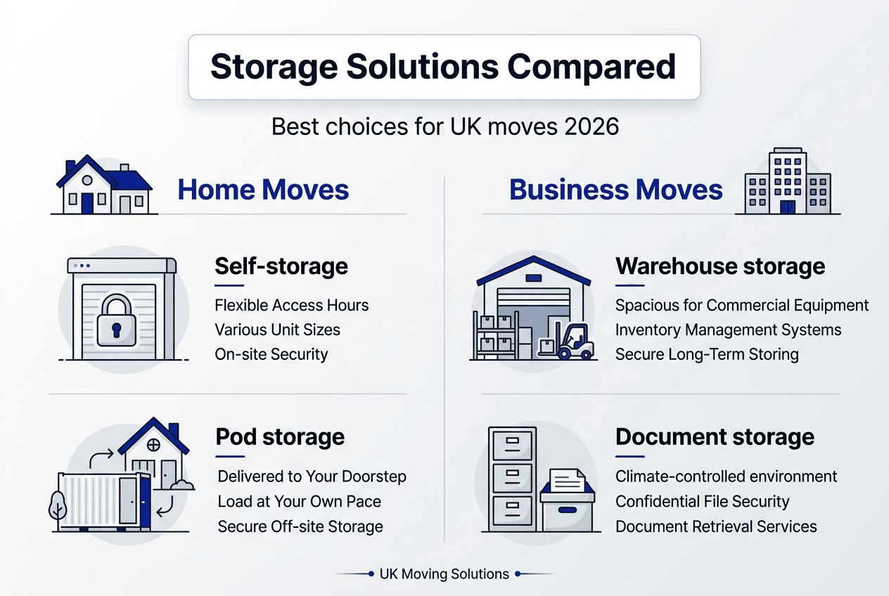 Infographic comparing UK storage solution types