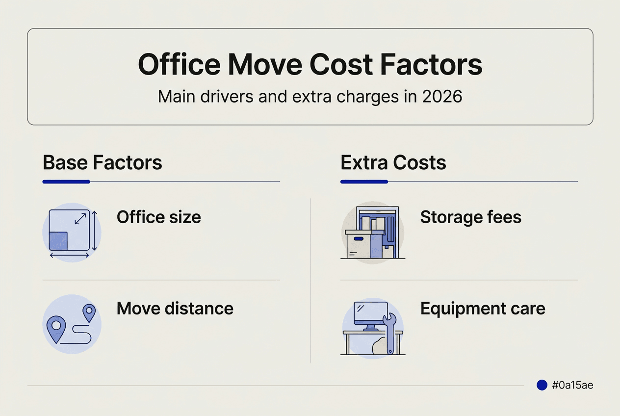 Infographic summarising office move cost factors