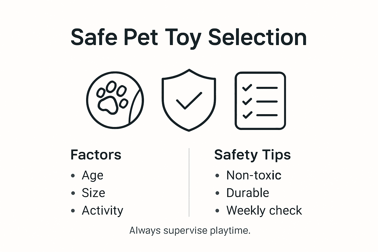 Infographic listing safe pet toy selection tips