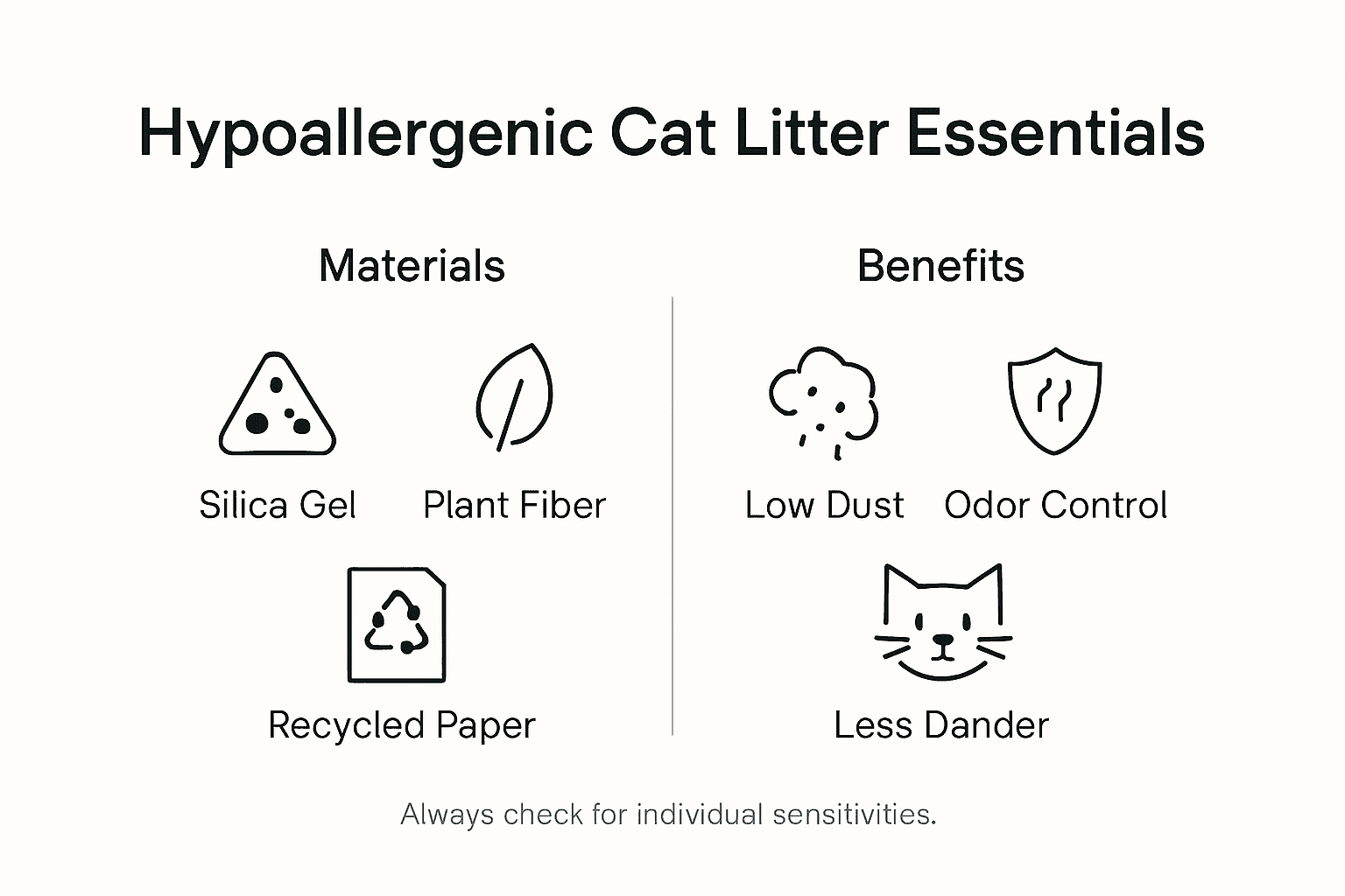 Infographic displaying cat litter types and benefits
