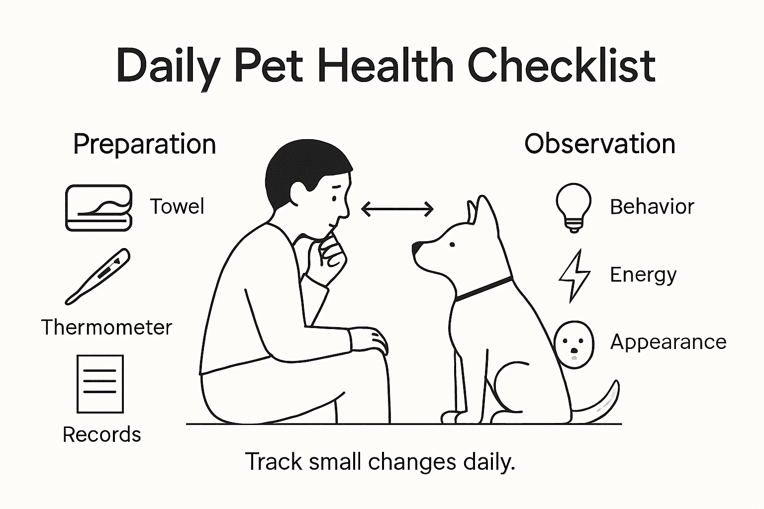 Infographic showing daily pet health checklist