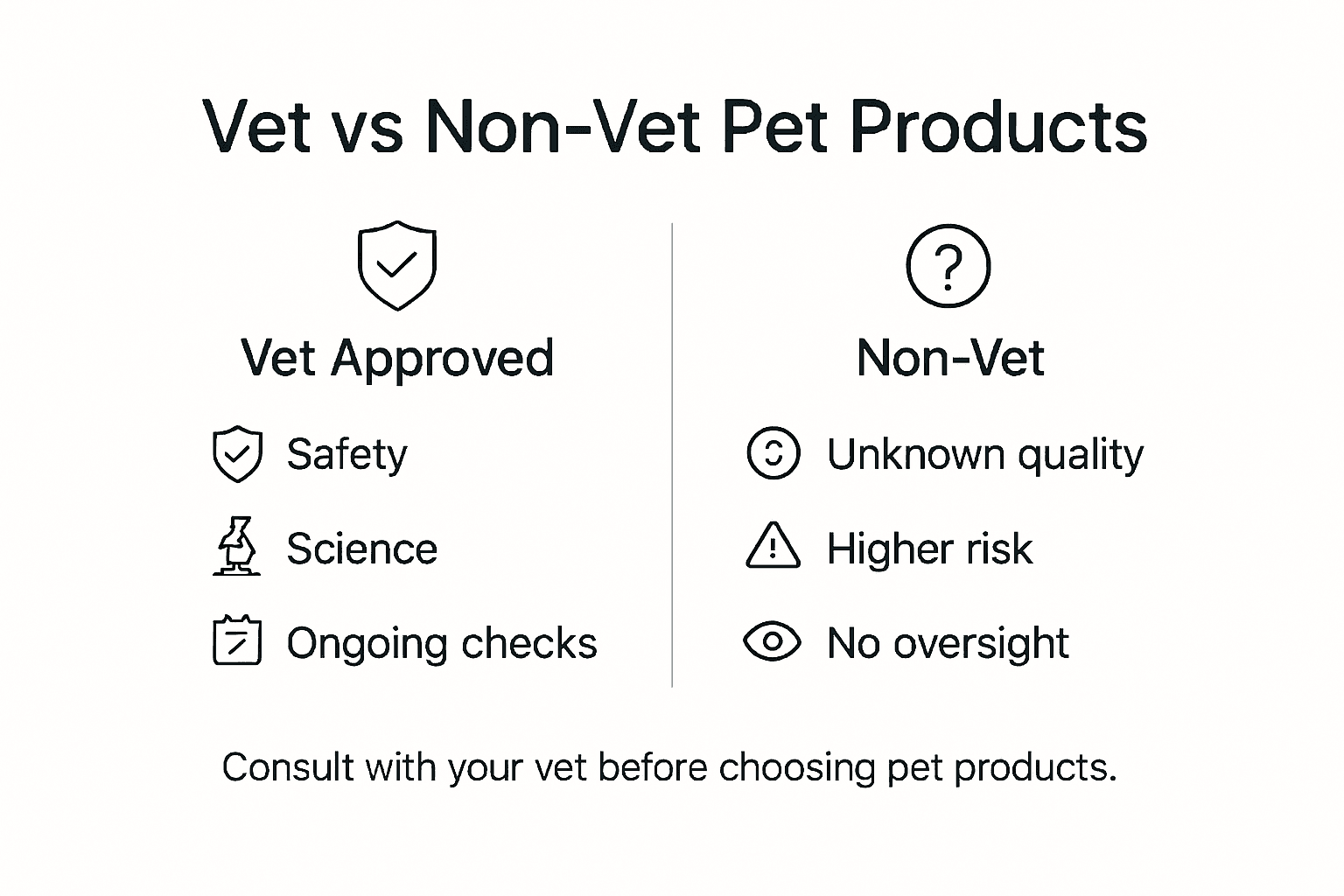 Infographic comparing vet and non-vet pet products