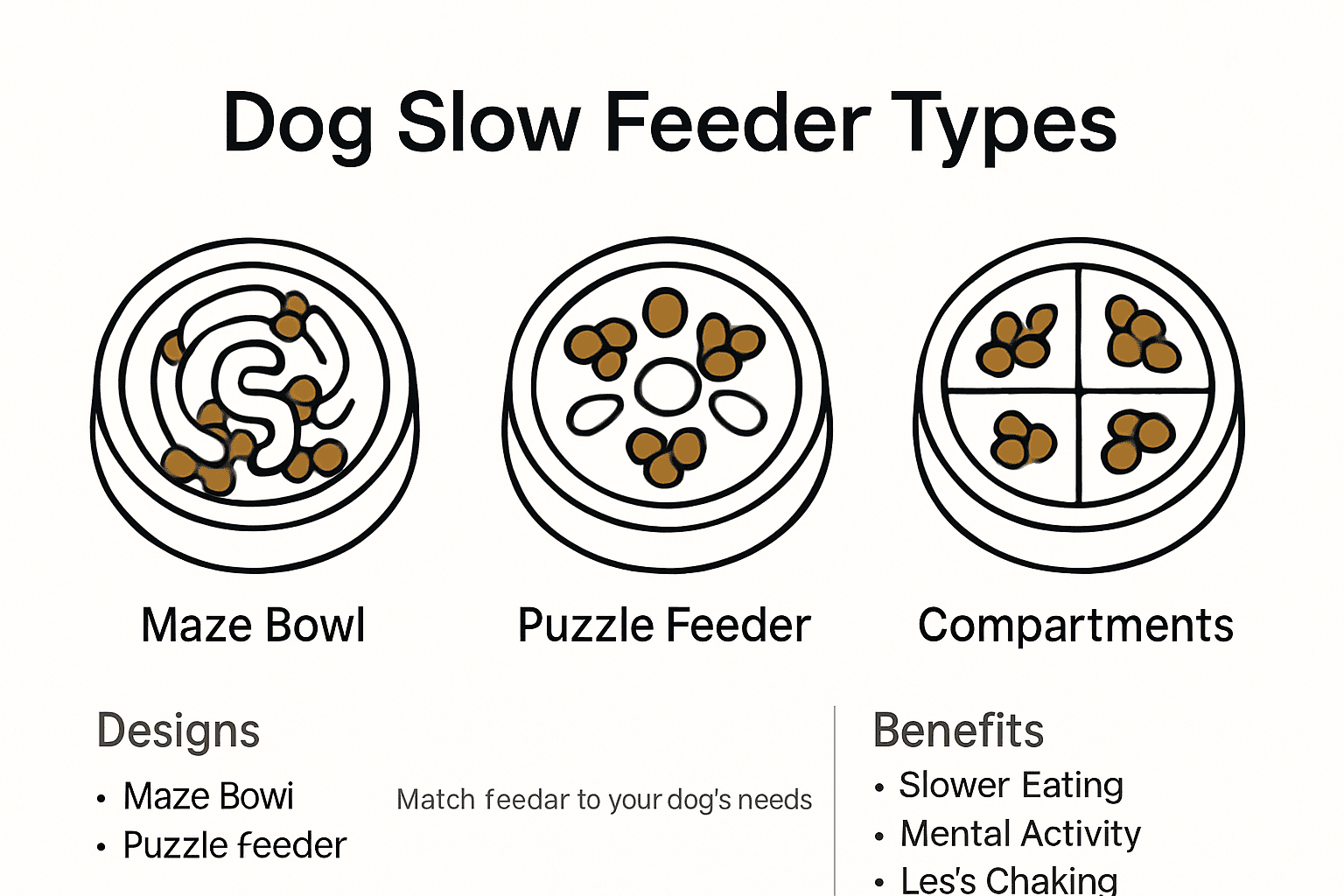 Infographic showing dog slow feeder types and benefits