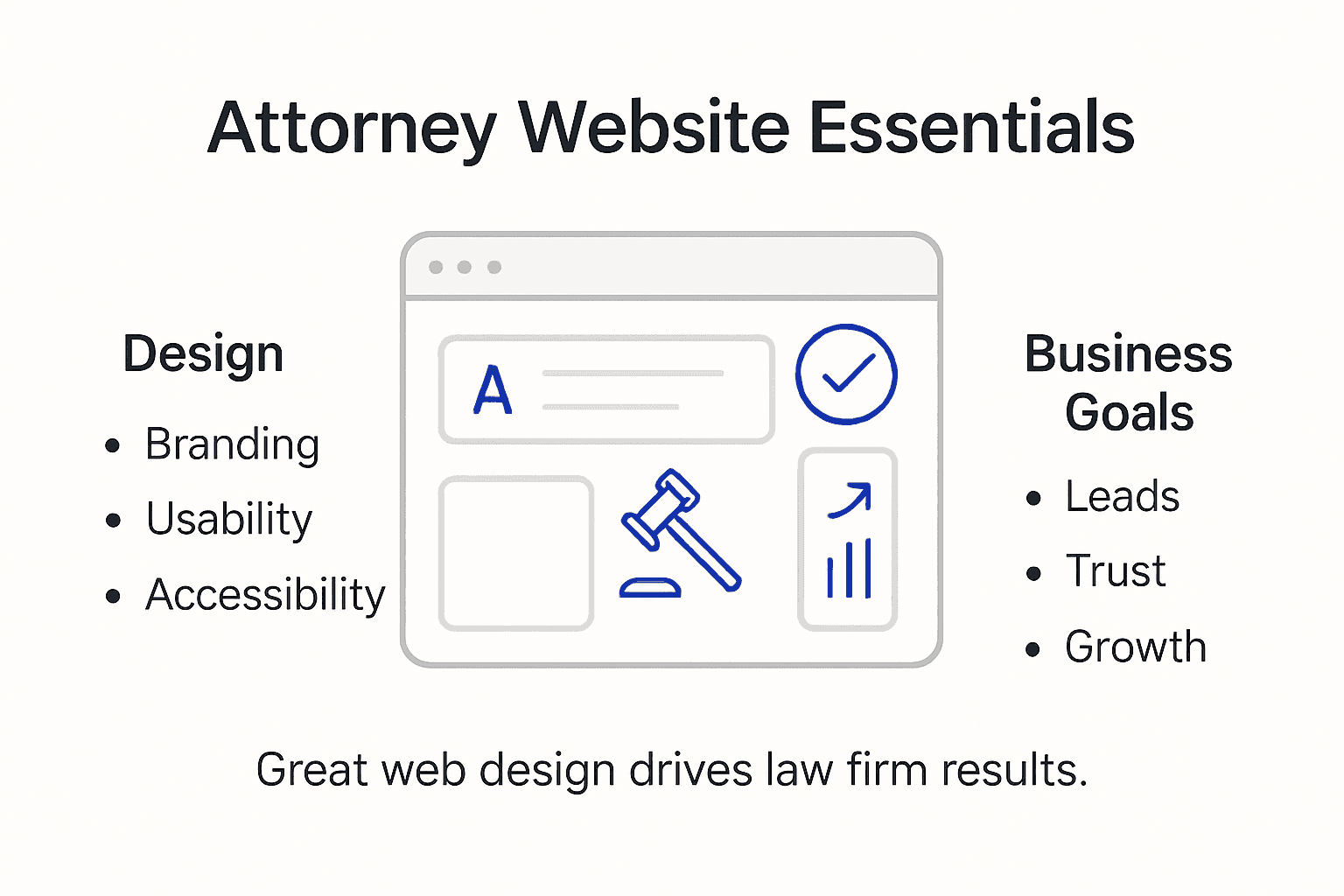 Infographic showing attorney website main factors